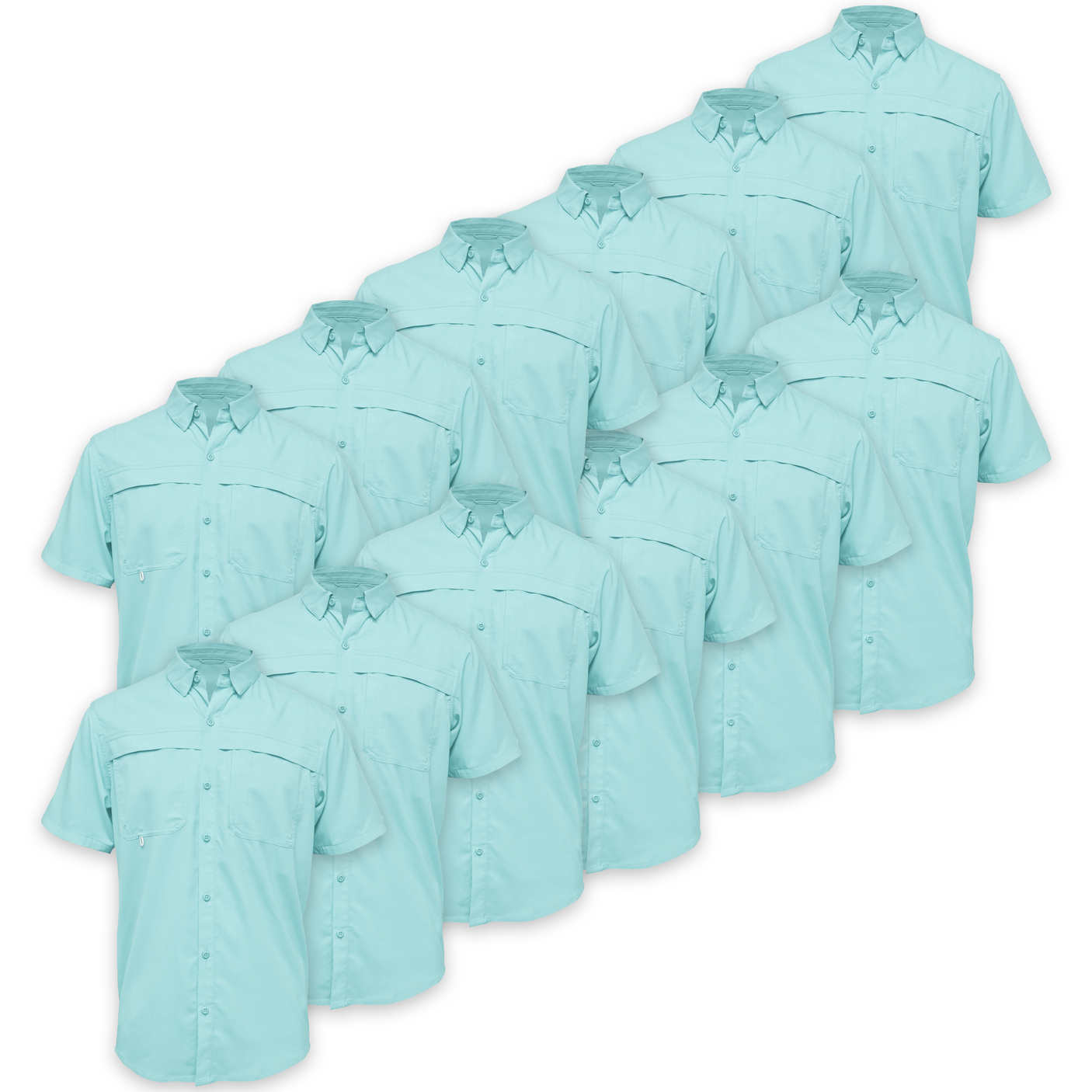 BAW® Fishing Shirt Men's SS Wholesale - Baby Blue