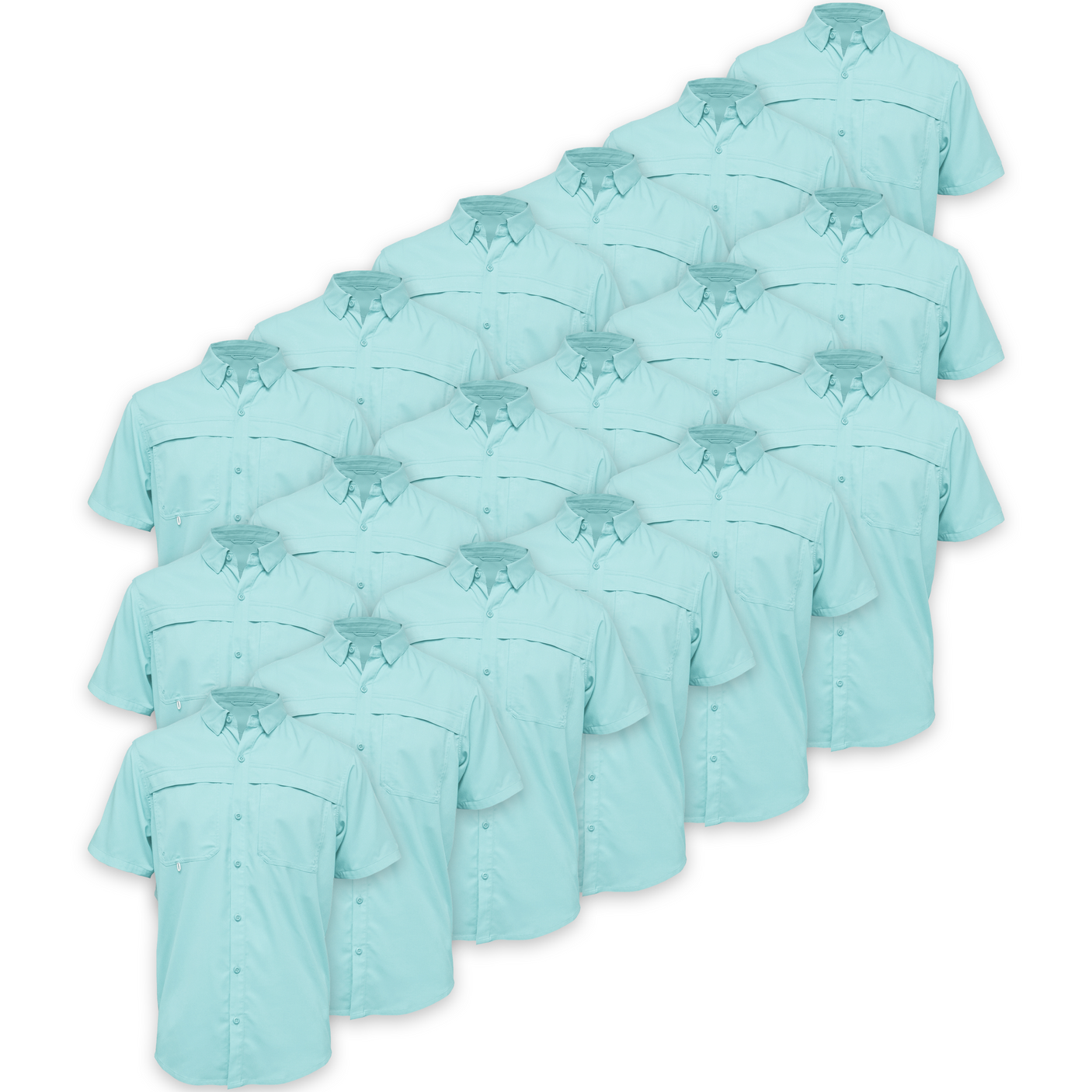 BAW® Fishing Shirt Men's SS Wholesale - Baby Blue