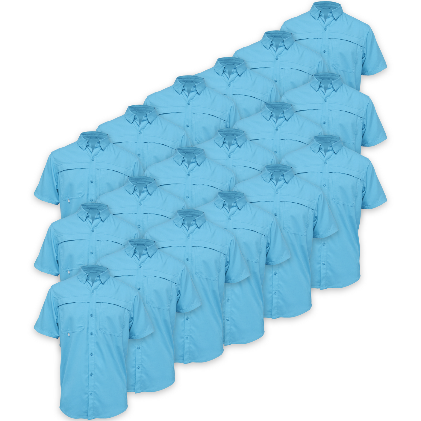 BAW® Fishing Shirt Men's SS Wholesale - Columbia Blue