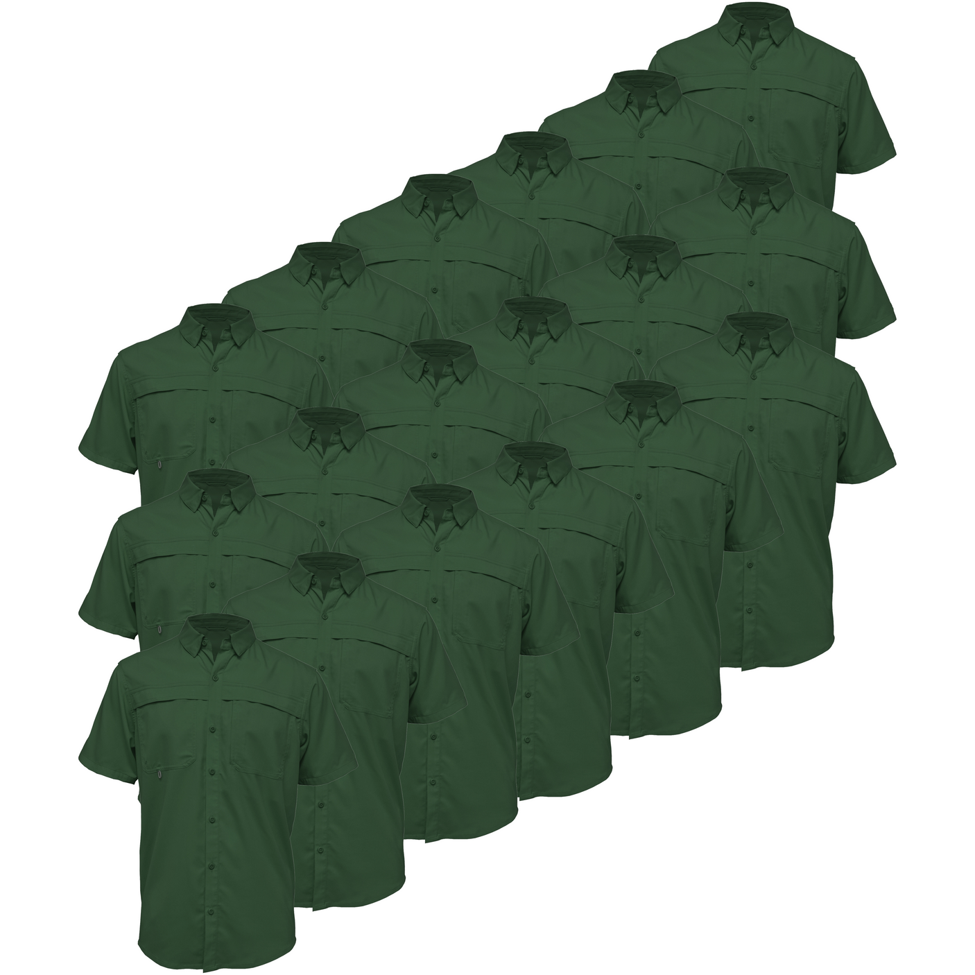 BAW® Fishing Shirt Men's SS Wholesale - Forest Green