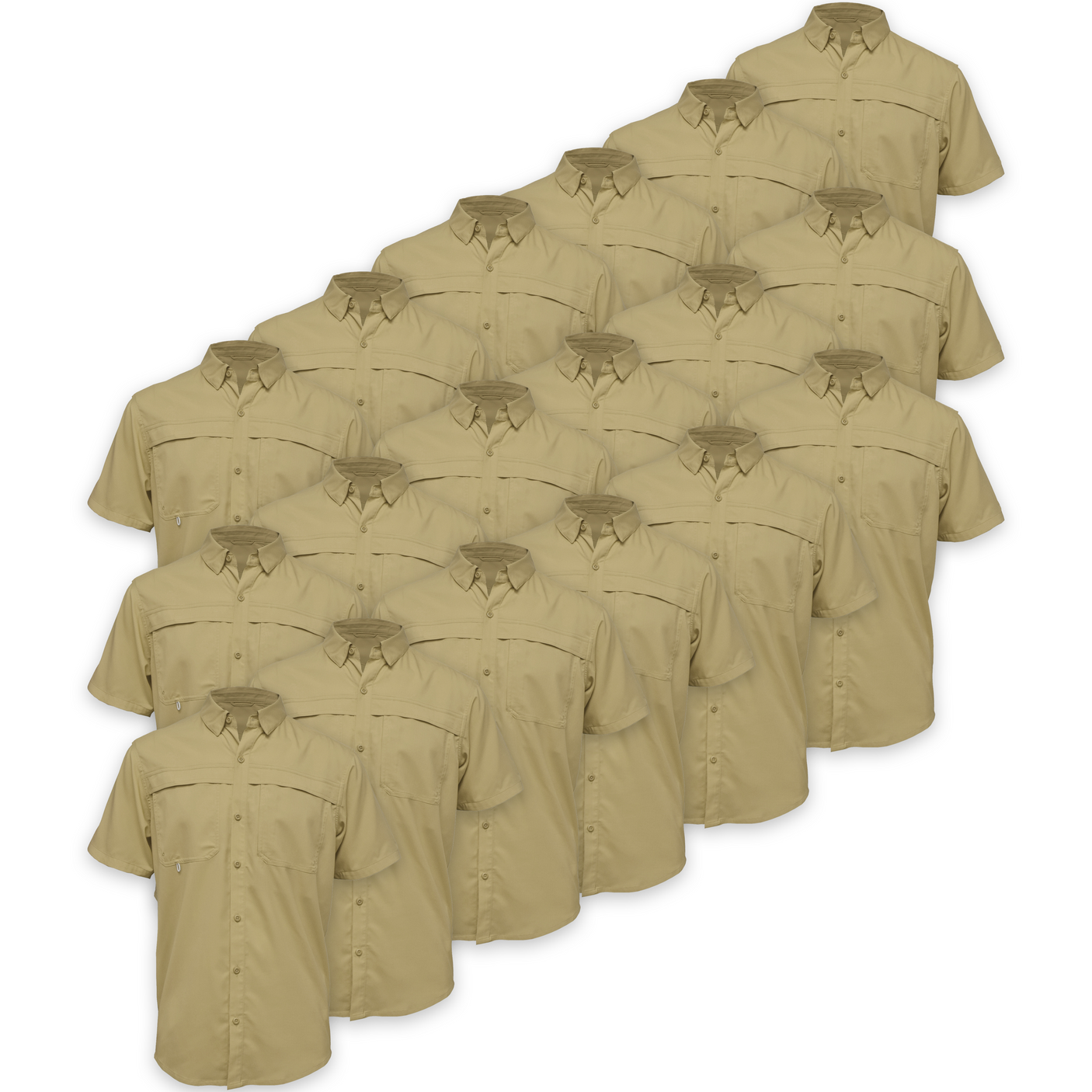 BAW® Fishing Shirt Men's SS Wholesale - Khaki