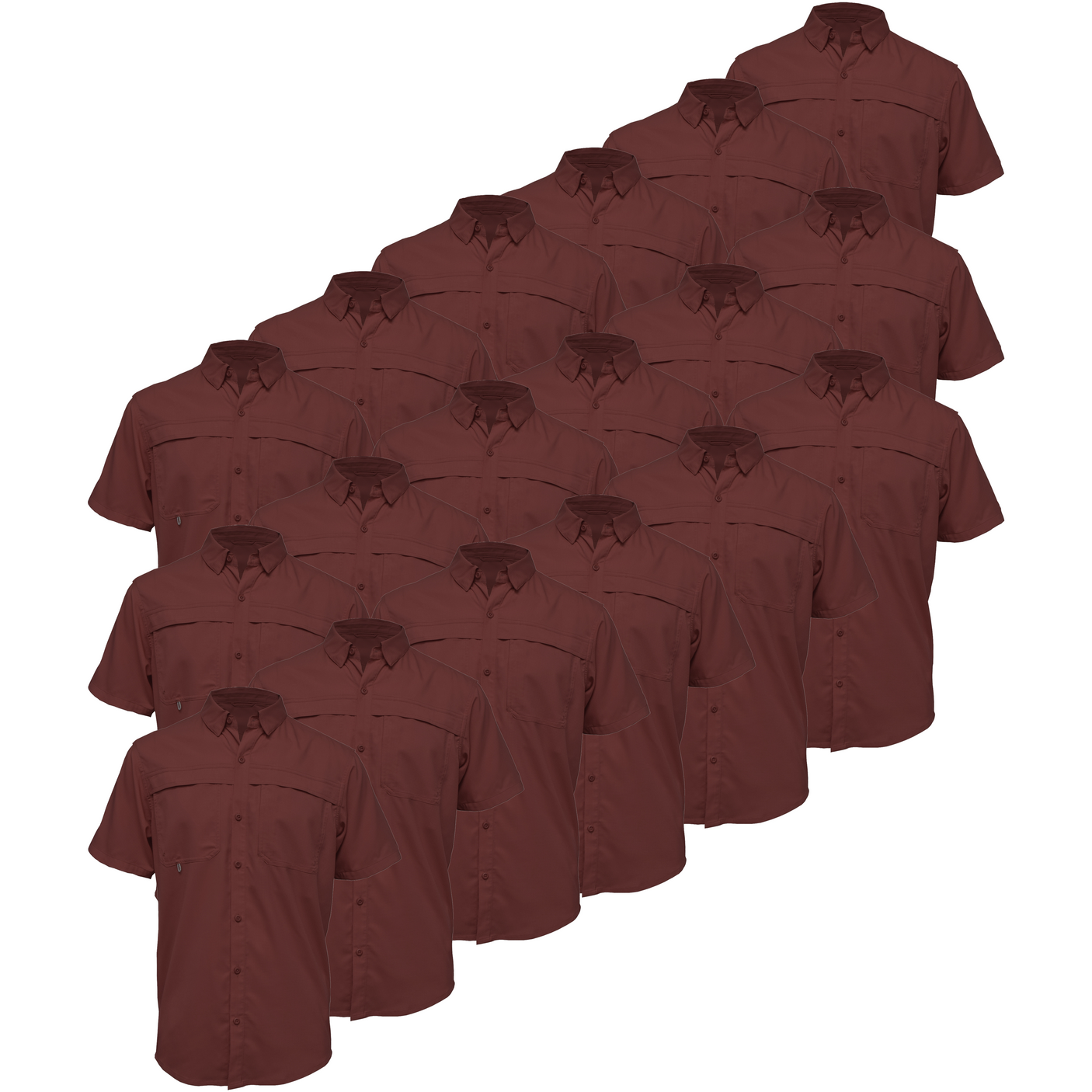 BAW® Fishing Shirt Men's SS Wholesale - Maroon