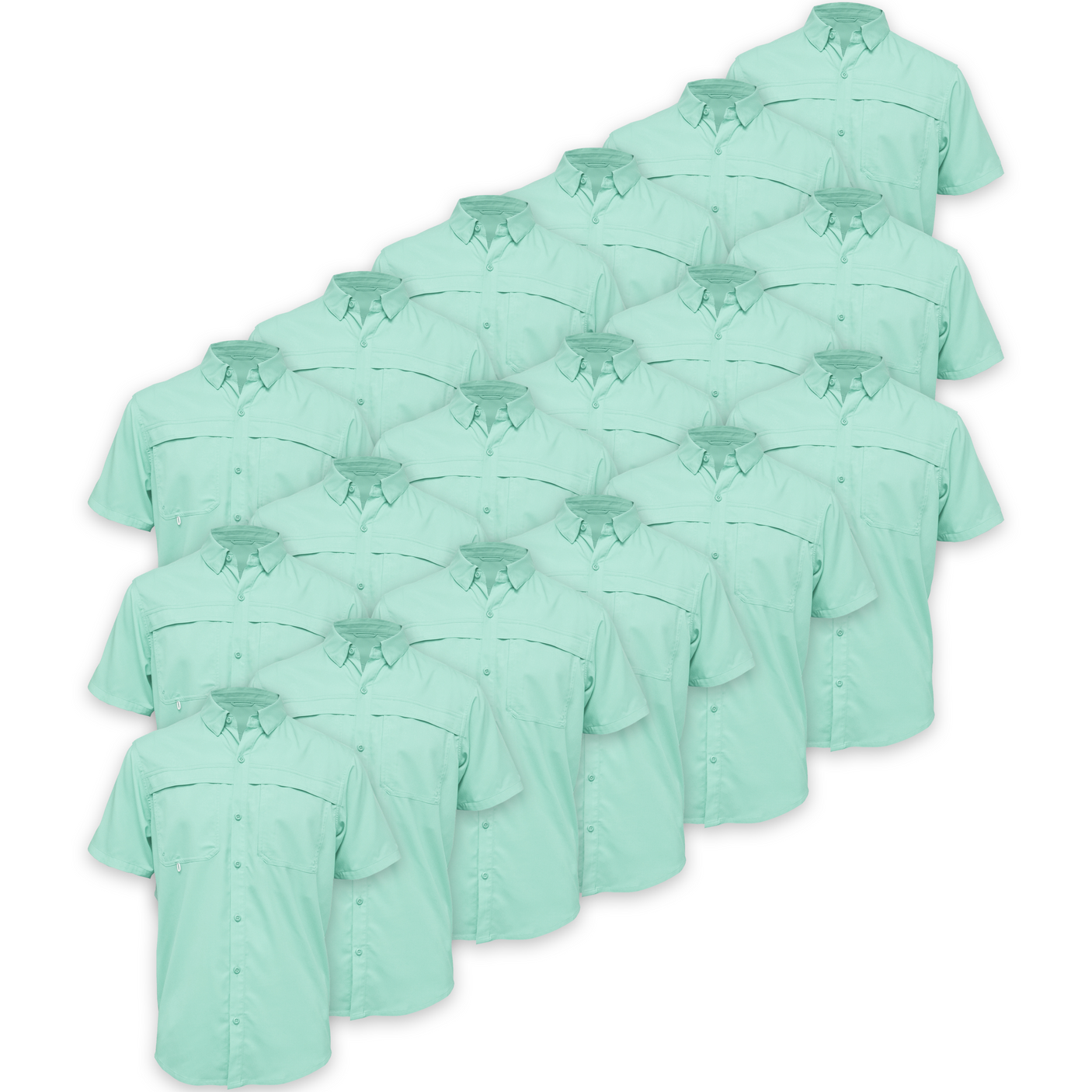 BAW® Fishing Shirt Men's SS Wholesale - Mint