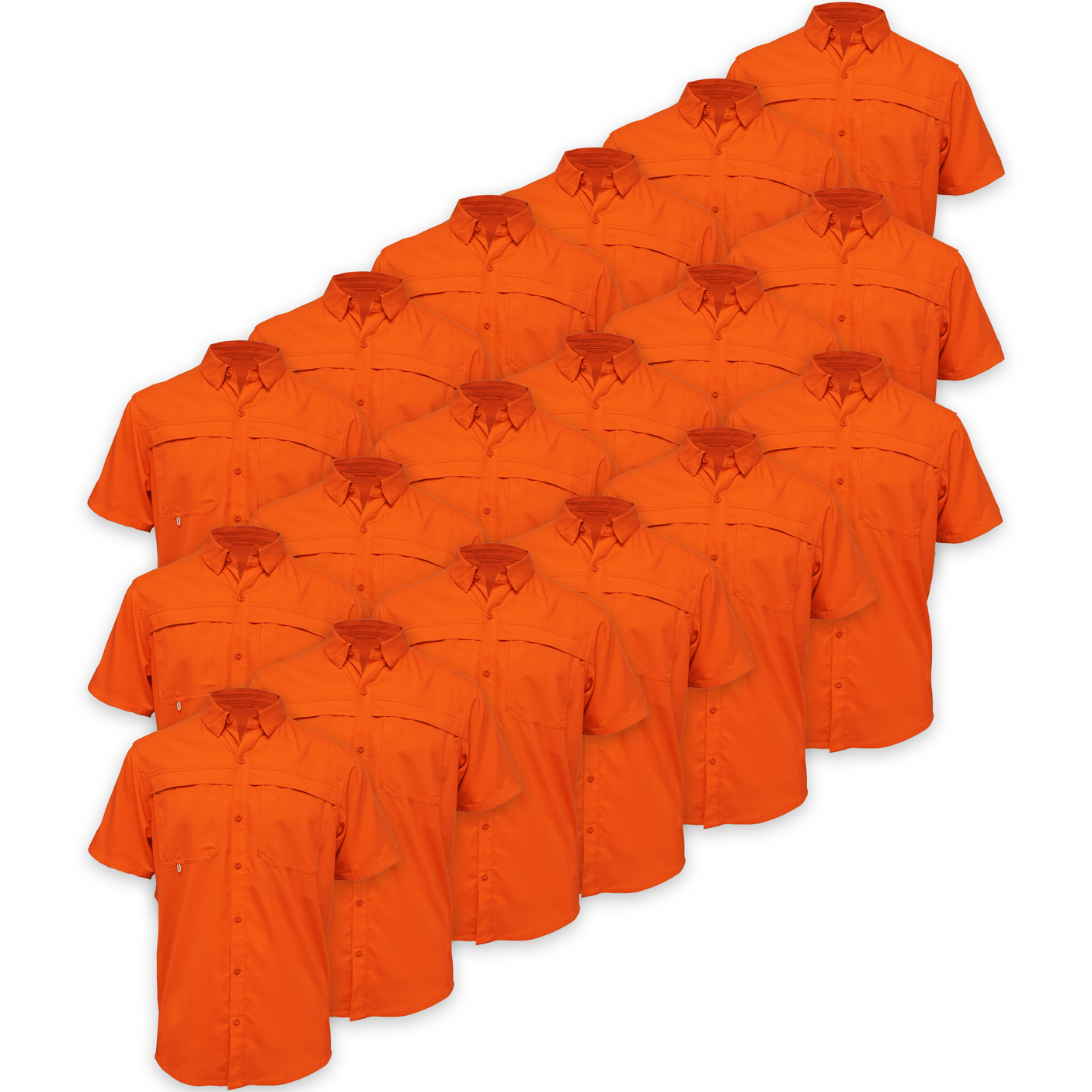 BAW® Fishing Shirt Men's SS Wholesale - Orange