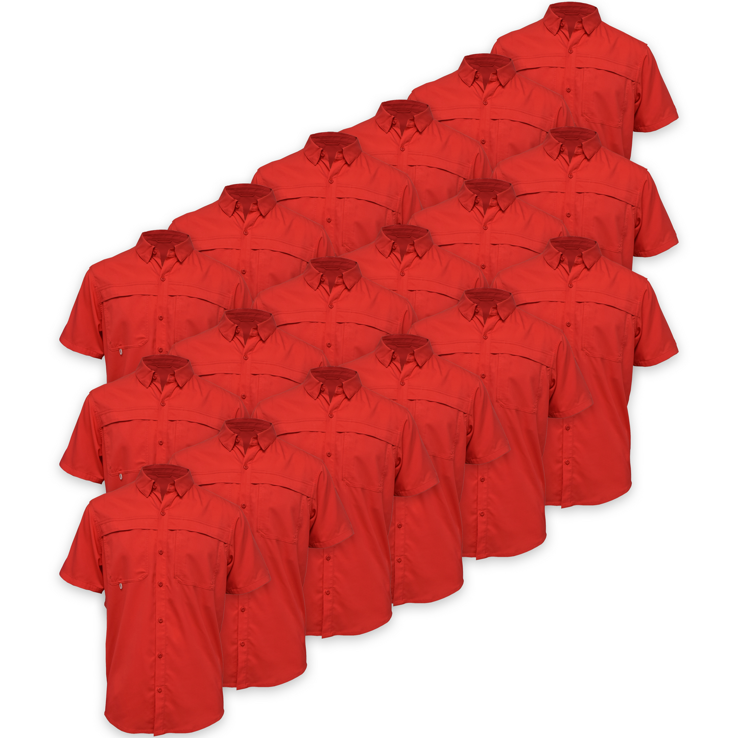 BAW® Fishing Shirt Men's SS Wholesale - Red