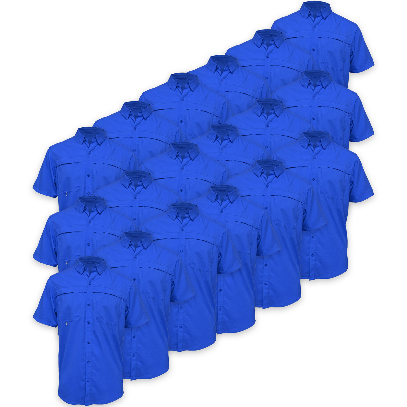 BAW® Fishing Shirt Men's SS Wholesale - Royal Blue