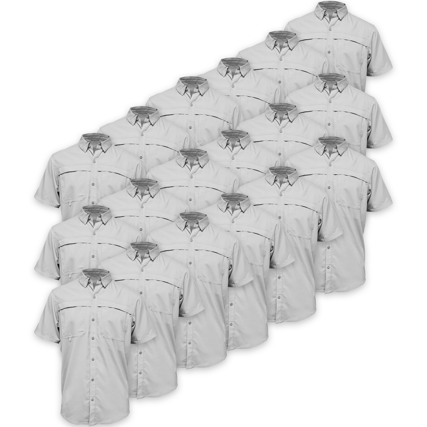 BAW® Fishing Shirt Men's SS Wholesale - Silver