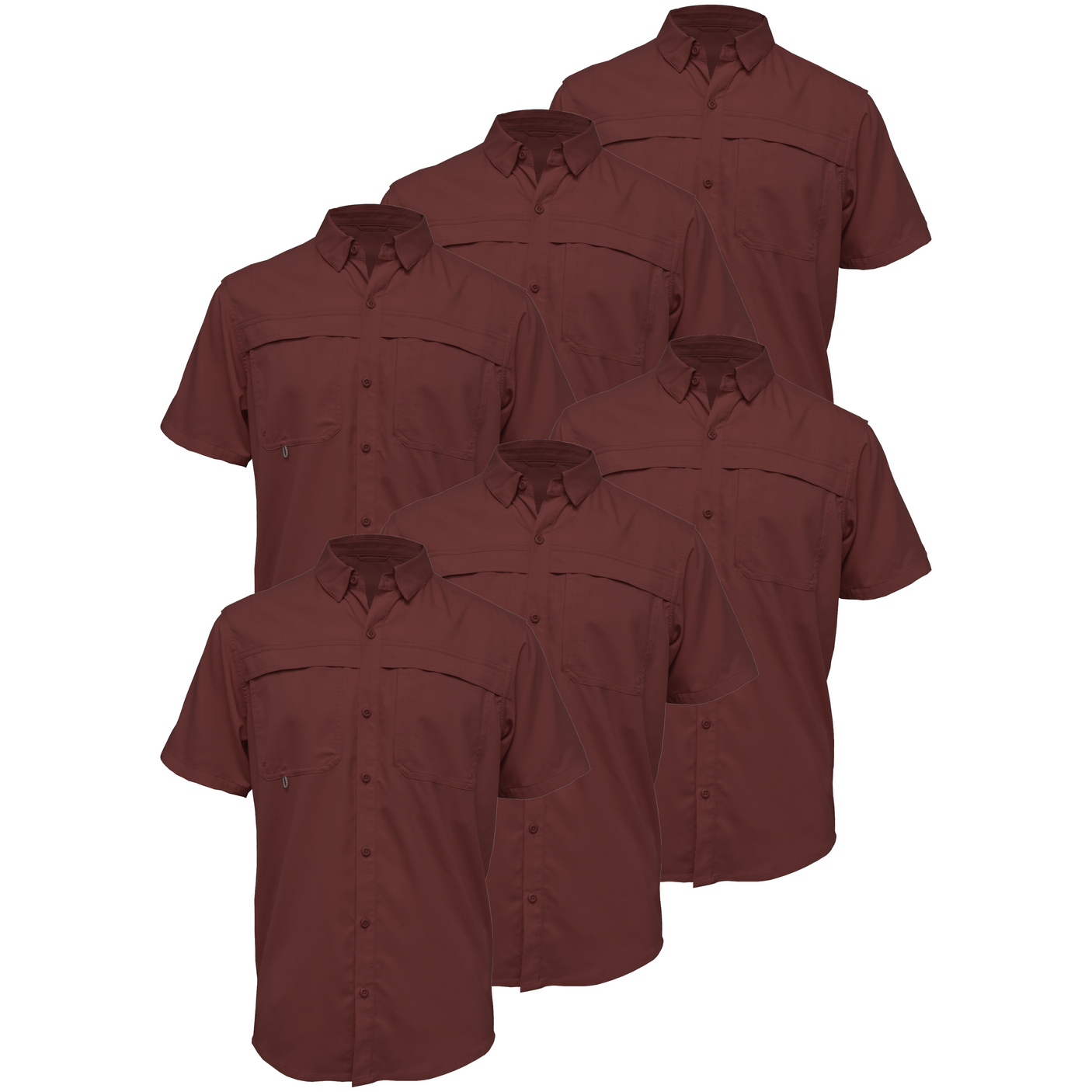 BAW® Fishing Shirt Men's SS Wholesale - Maroon