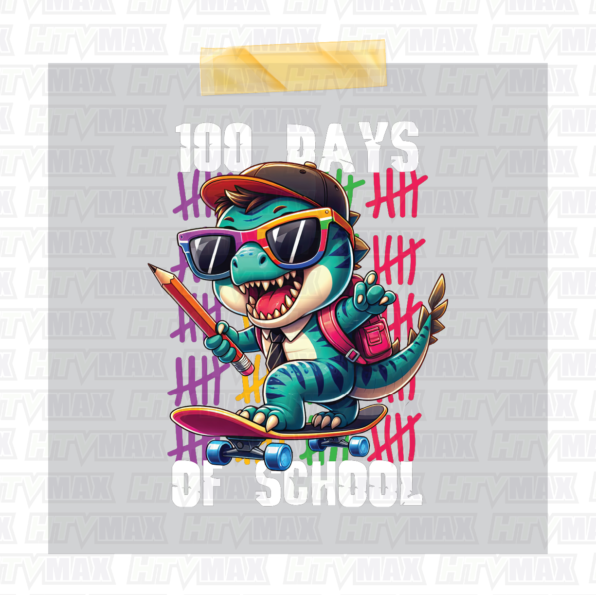 100 Days of School DTF Prints - Dino Skater