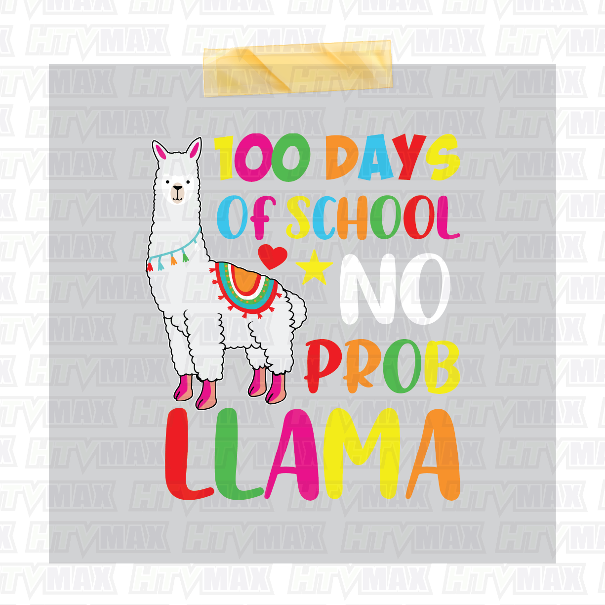 100 Days of School DTF Prints - No Prob Llama