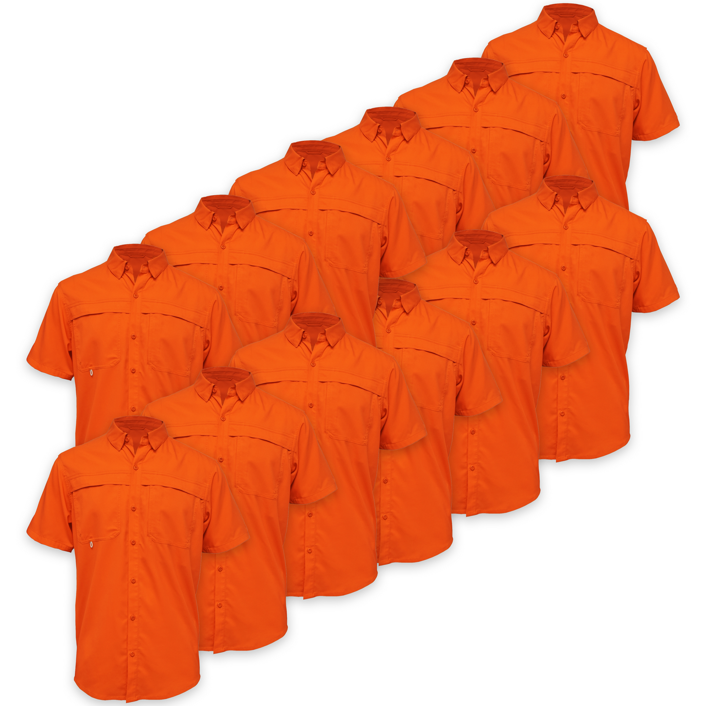 BAW® Fishing Shirt Men's SS Wholesale - Orange