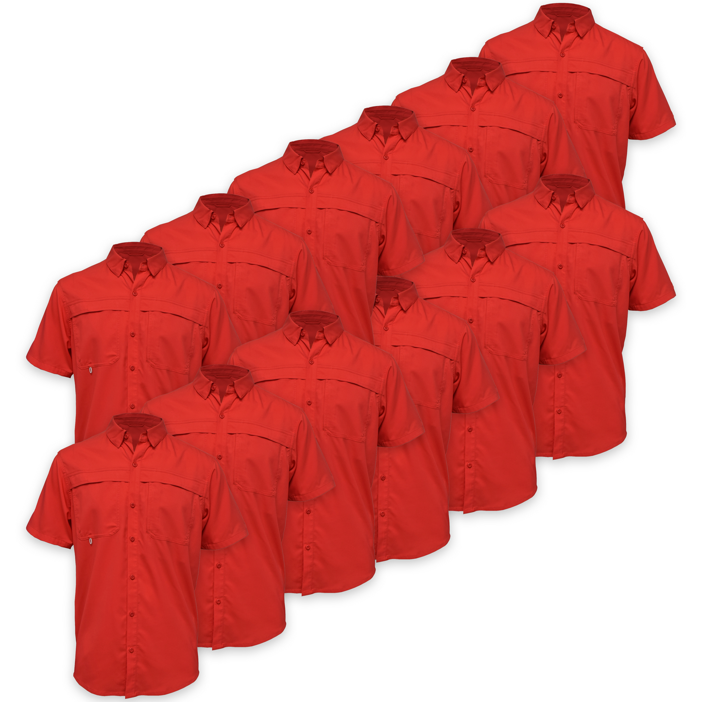 BAW® Fishing Shirt Men's SS Wholesale - Red