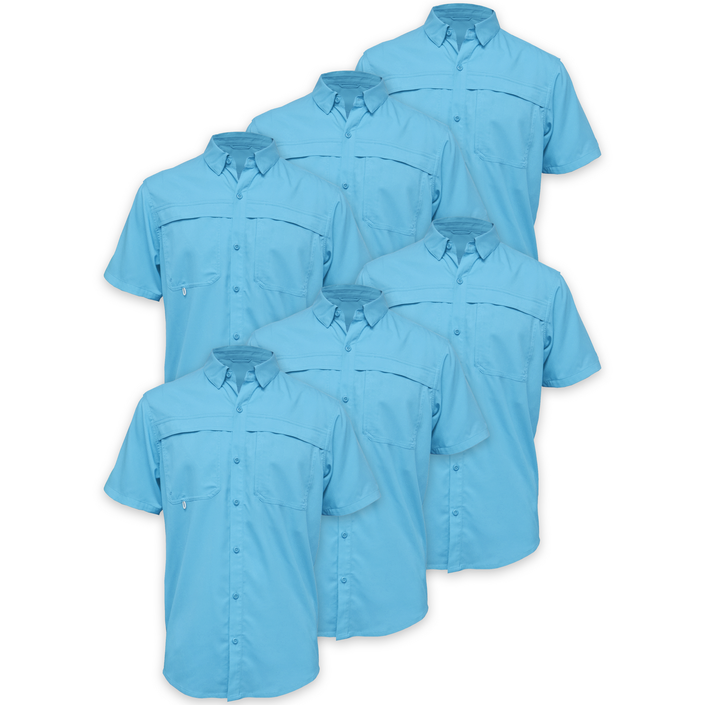 BAW® Fishing Shirt Men's SS Wholesale - Columbia Blue