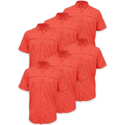 BAW® Fishing Shirt Men's SS Wholesale - Coral