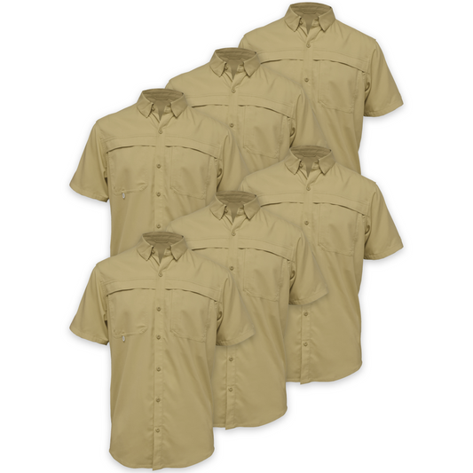 BAW® Fishing Shirt Men's SS Wholesale - Khaki