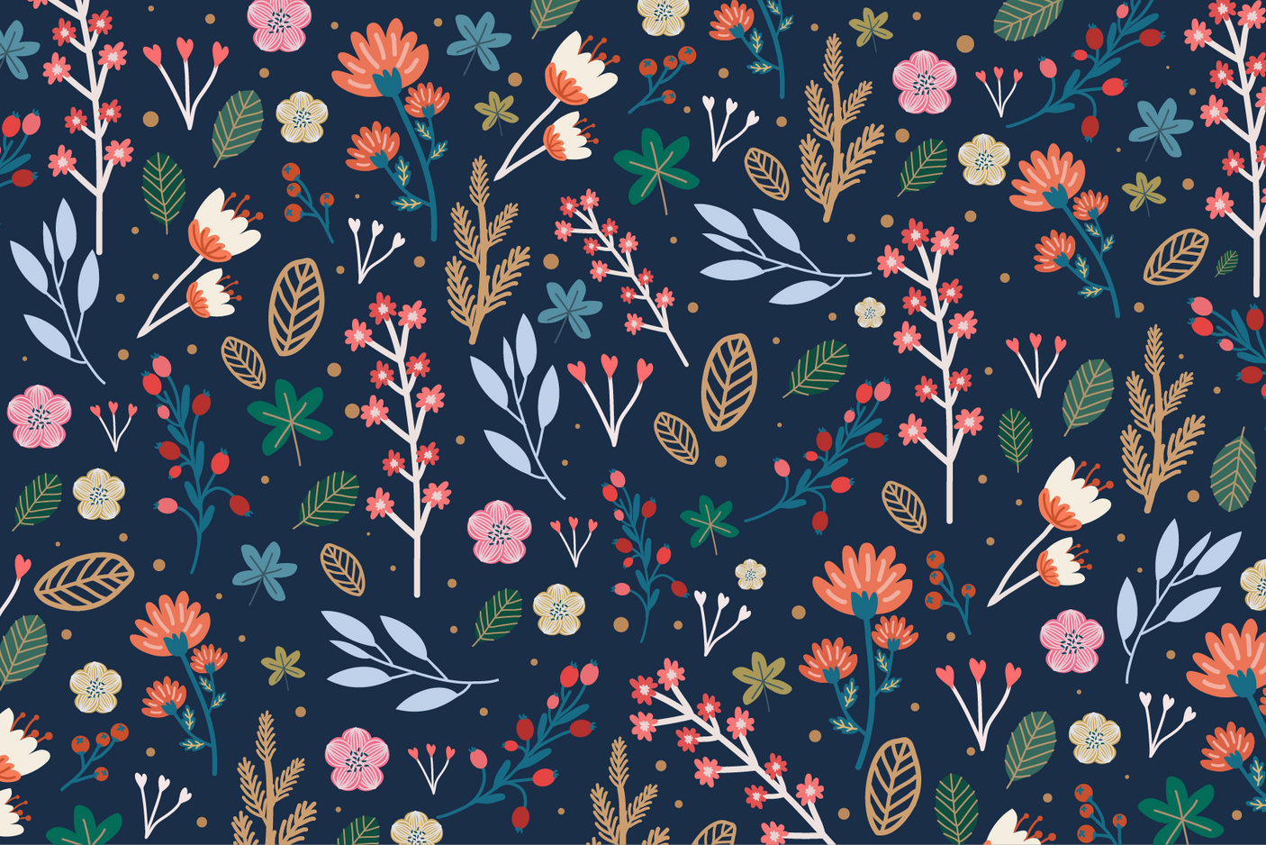 Blue Floral 12x18