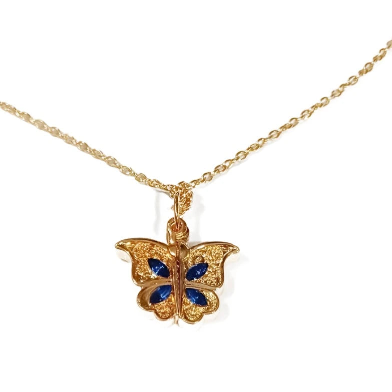 Butterfly with Blue Stones Sublimation Necklace
