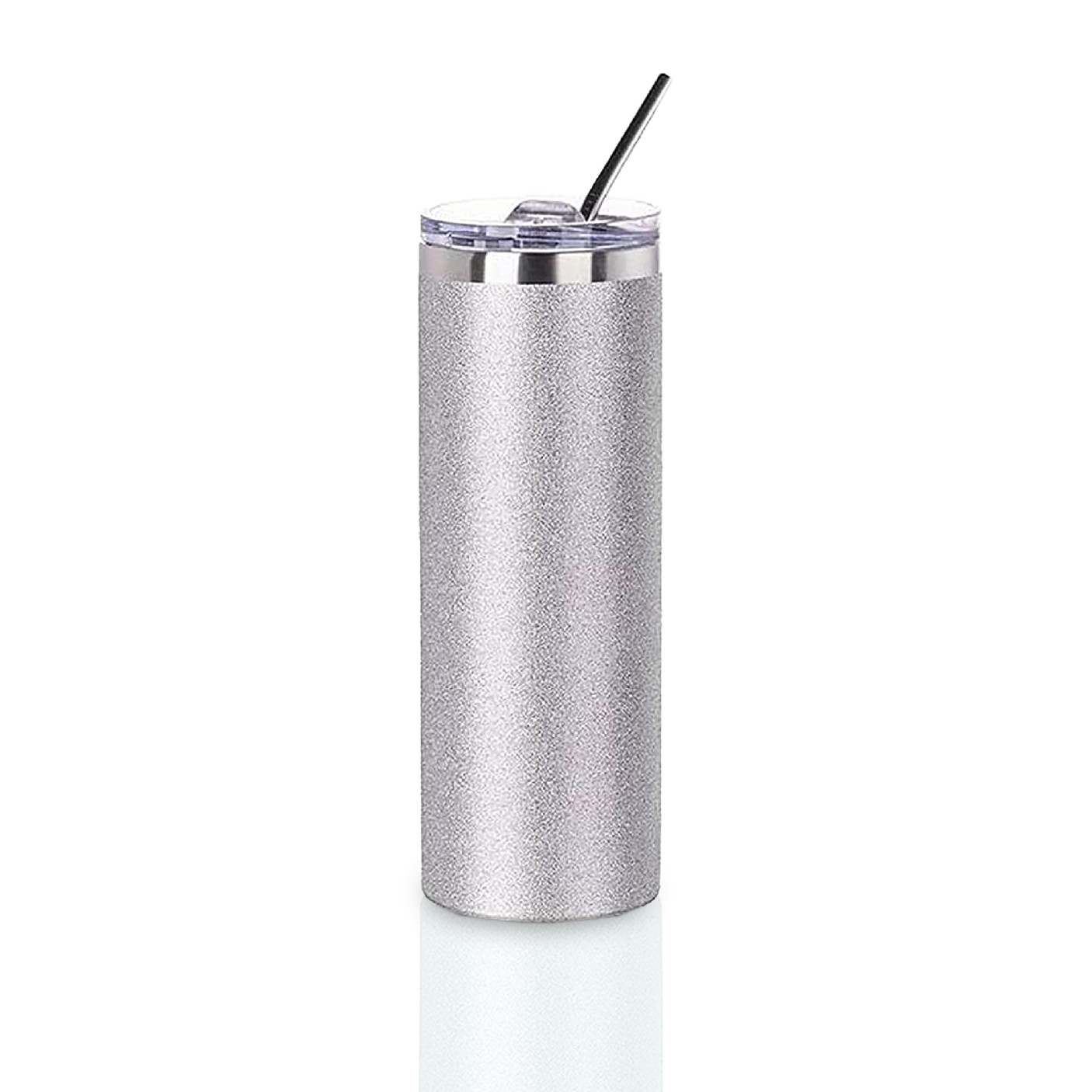 20 oz Silver Straight Glitter Sublimation Tumbler